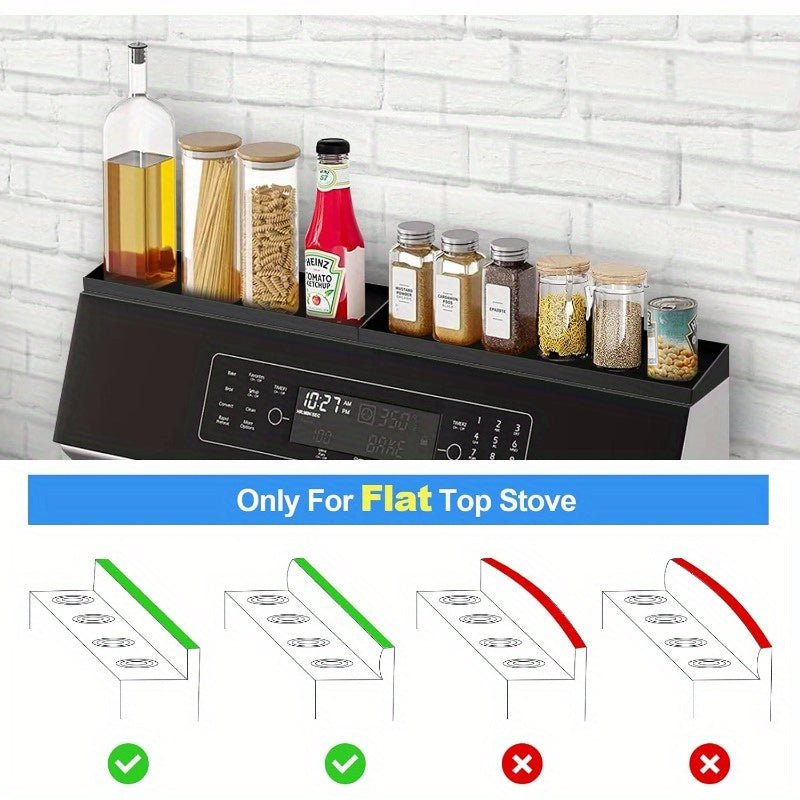 30 Magnetic Stove Top Shelf Kitchen Rack2 Pack 15 kitchen Seasoning Organizers Storage Gadgets Kitchen Rack Over The Stove Shelf Metal Only For Flat Top Stove Black