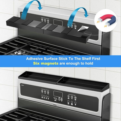 30 Magnetic Stove Top Shelf Kitchen Rack2 Pack 15 kitchen Seasoning Organizers Storage Gadgets Kitchen Rack Over The Stove Shelf Metal Only For Flat Top Stove Black