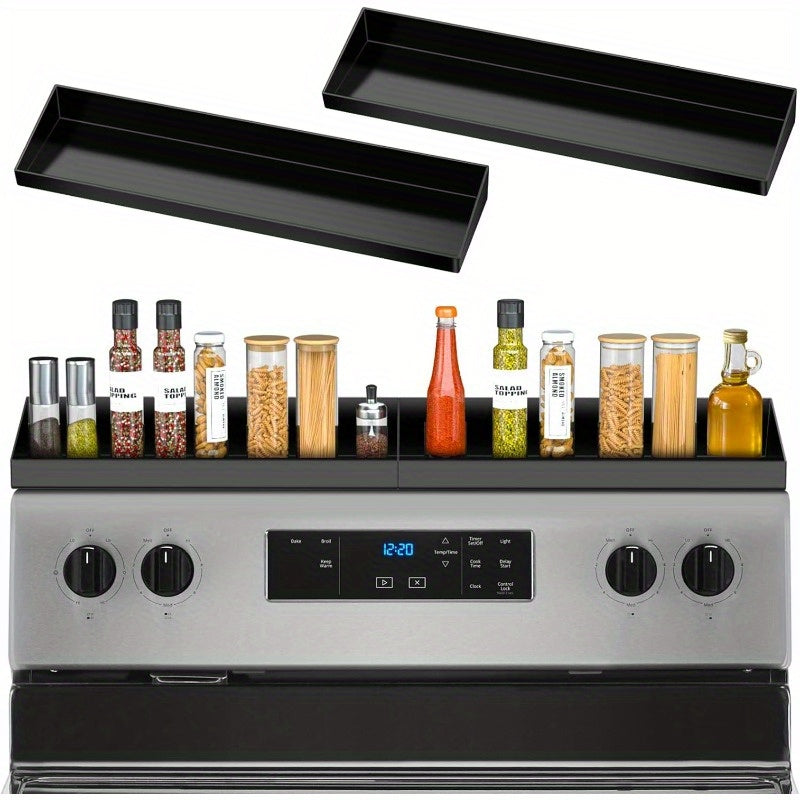 30 Magnetic Stove Top Shelf Kitchen Rack2 Pack 15 kitchen Seasoning Organizers Storage Gadgets Kitchen Rack Over The Stove Shelf Metal Only For Flat Top Stove Black