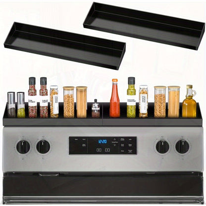 30 Magnetic Stove Top Shelf Kitchen Rack2 Pack 15 kitchen Seasoning Organizers Storage Gadgets Kitchen Rack Over The Stove Shelf Metal Only For Flat Top Stove Black