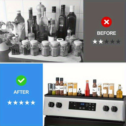 30 Magnetic Stove Top Shelf Kitchen Rack2 Pack 15 kitchen Seasoning Organizers Storage Gadgets Kitchen Rack Over The Stove Shelf Metal Only For Flat Top Stove Black