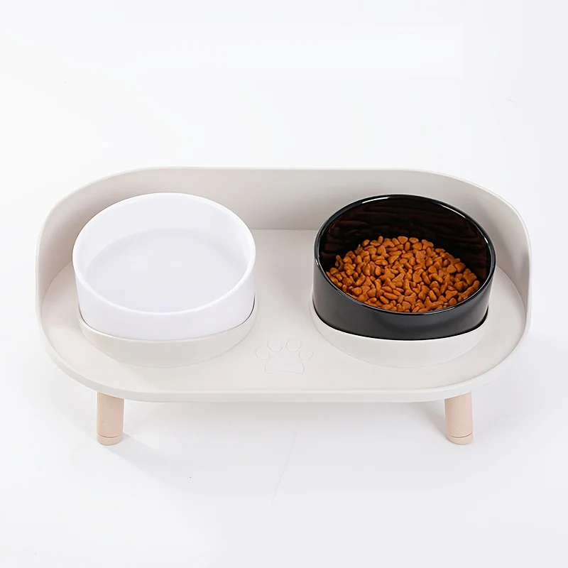 Pet Feeding Station With Double Bowls | Cat And Dog Food Water Bowls | Neck Protection Design | Non-Slip Spill-Resistant Base | Multifunctional Durable Feeder For Small And Medium Pets | Easy To Clean